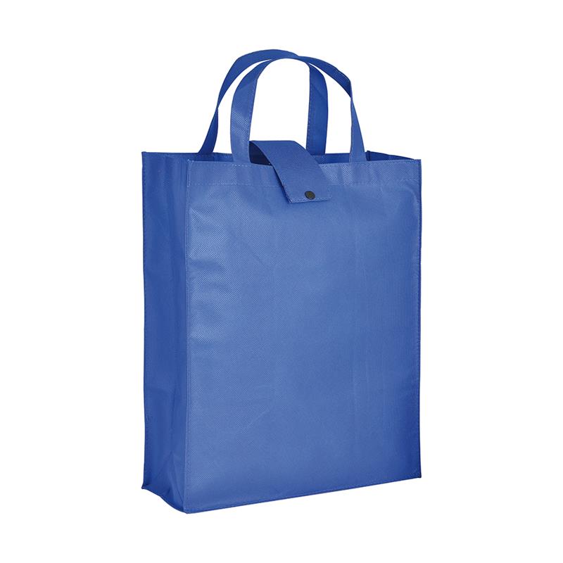 shopper pieghevole in tnt blu royal con soffietti e manici tnt