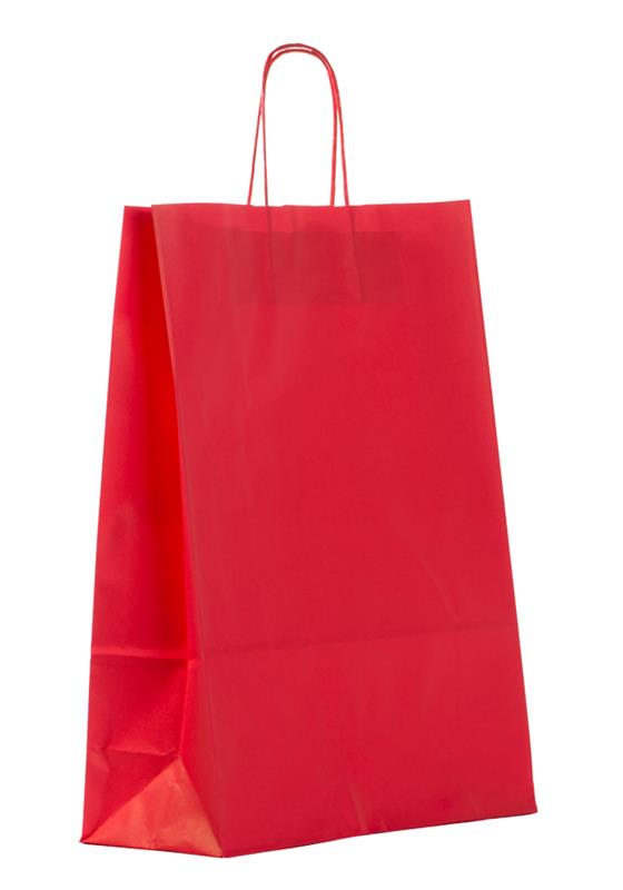 shopper in carta kraft rosso manico cordino 