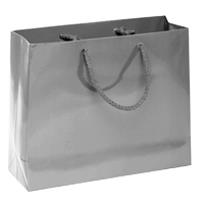 shopper in carta monopatinata argento plastificata lucida corda cotone