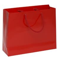 shopper in carta monopatinata rossa plastificata lucida corda cotone