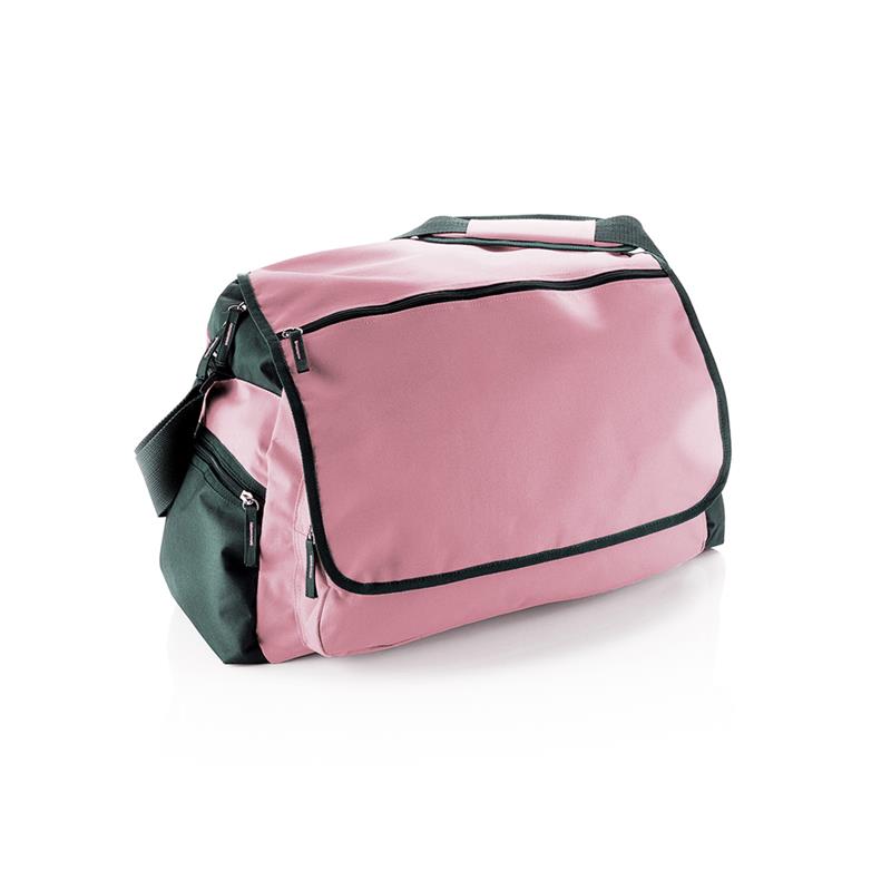 borsa in tessuto rosa comparto principale con zip e patella