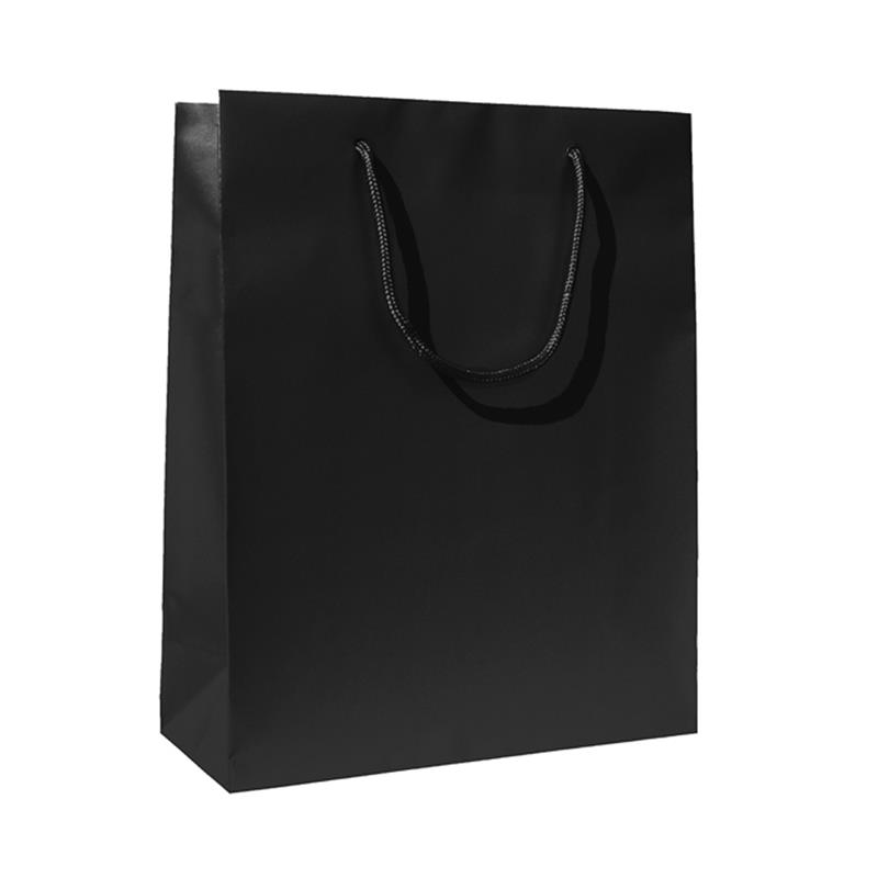 shopper in carta patinata nero opaco manico cotone