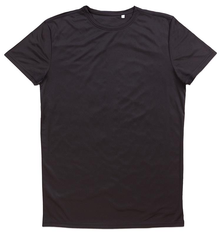 t-shirt con girocollo da uomo in poliestere nero