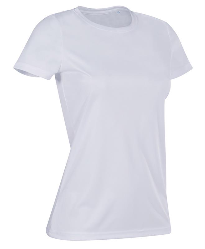 t-shirt con girocollo da donna in poliestere bianco