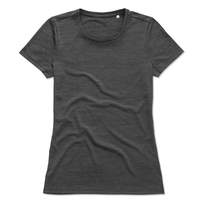 t-shirt da donna in poliestere antracite effetto melange
