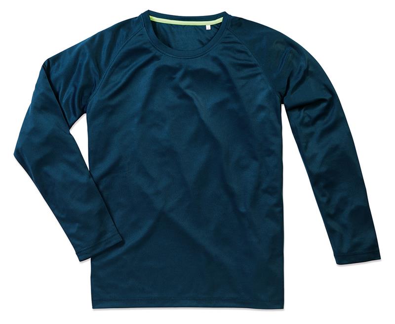 t-shirt manica lunga da uomo in poliestere blu marino