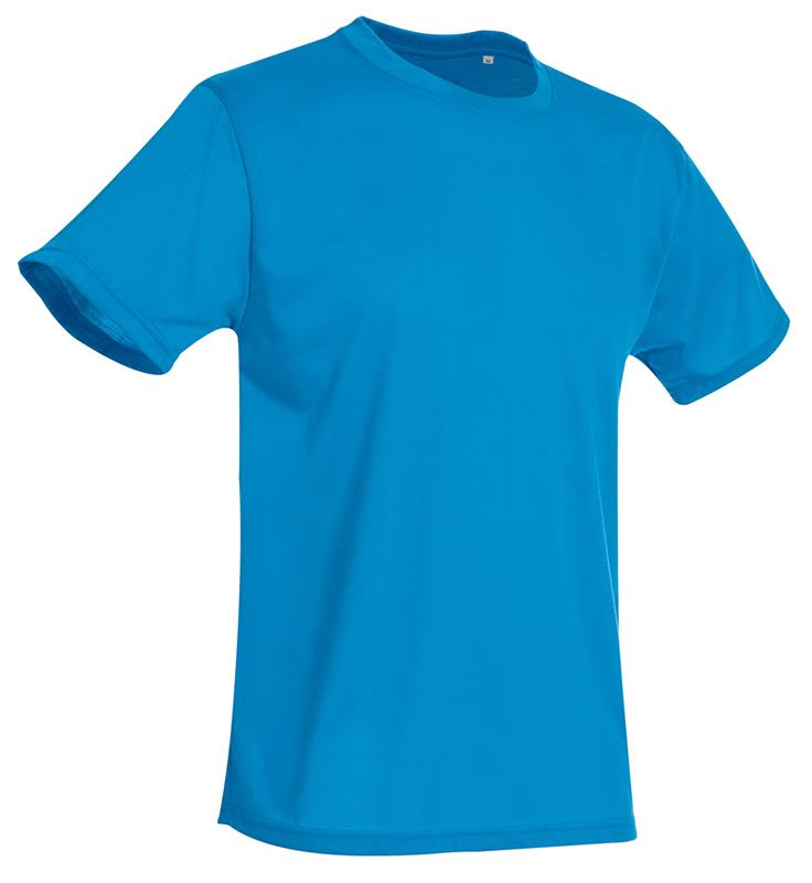 t-shirt con girocollo da uomo in poliestere blu chiaro