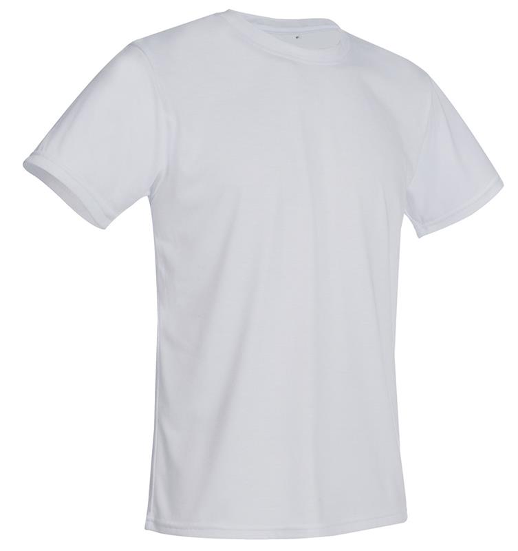 t-shirt con girocollo da uomo in poliestere bianco