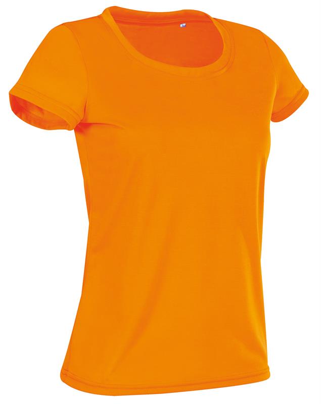 t-shirt con girocollo da donna in poliestere arancio