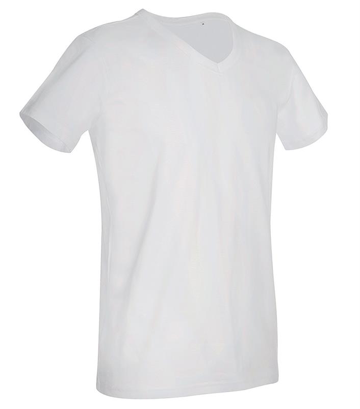 t-shirt da uomo in jersey bianco collo a v