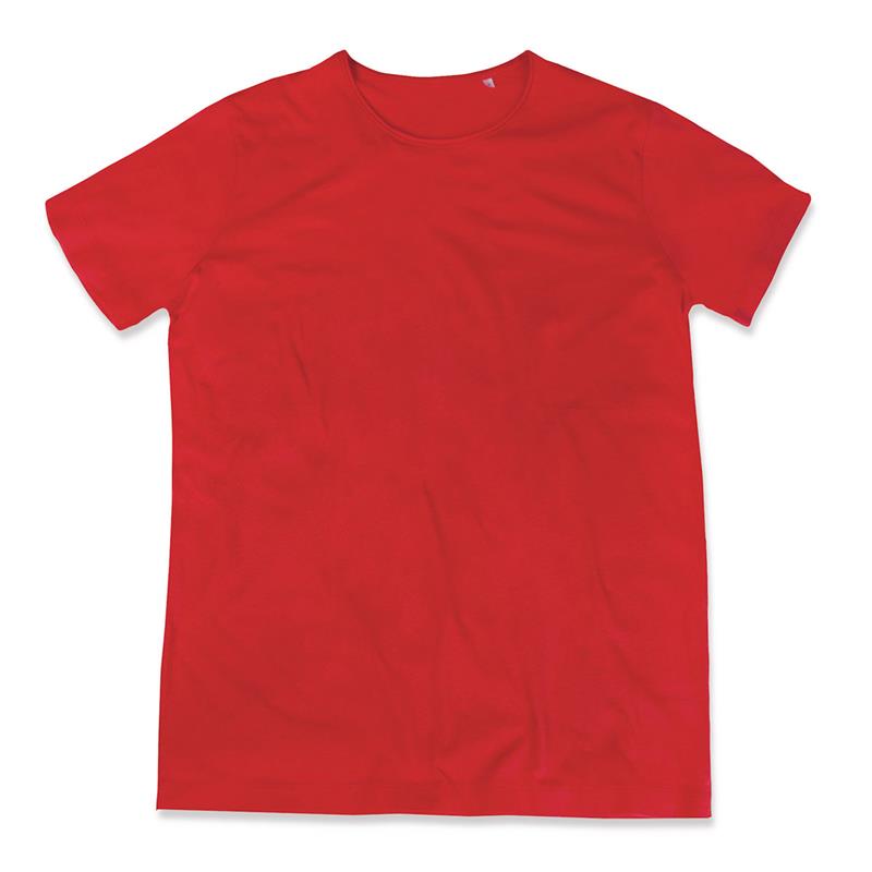 t-shirt da uomo in cotone rosso filato ad anelli con girocollo