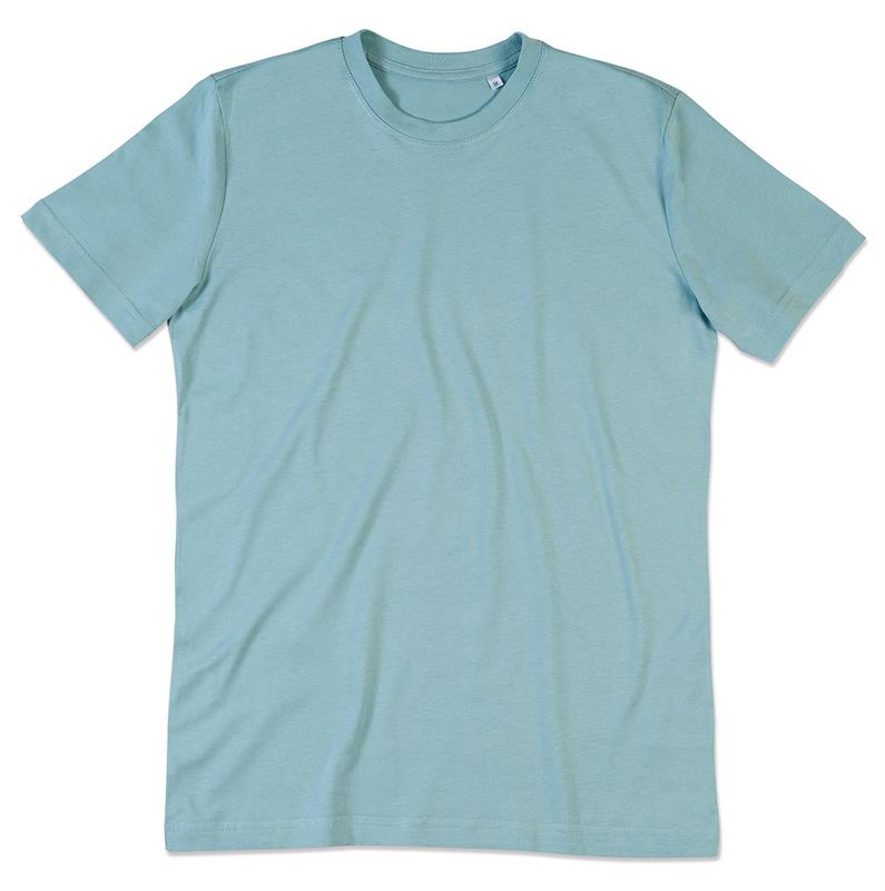 t-shirt da uomo in cotone celeste tenue filato ad anelli con girocollo