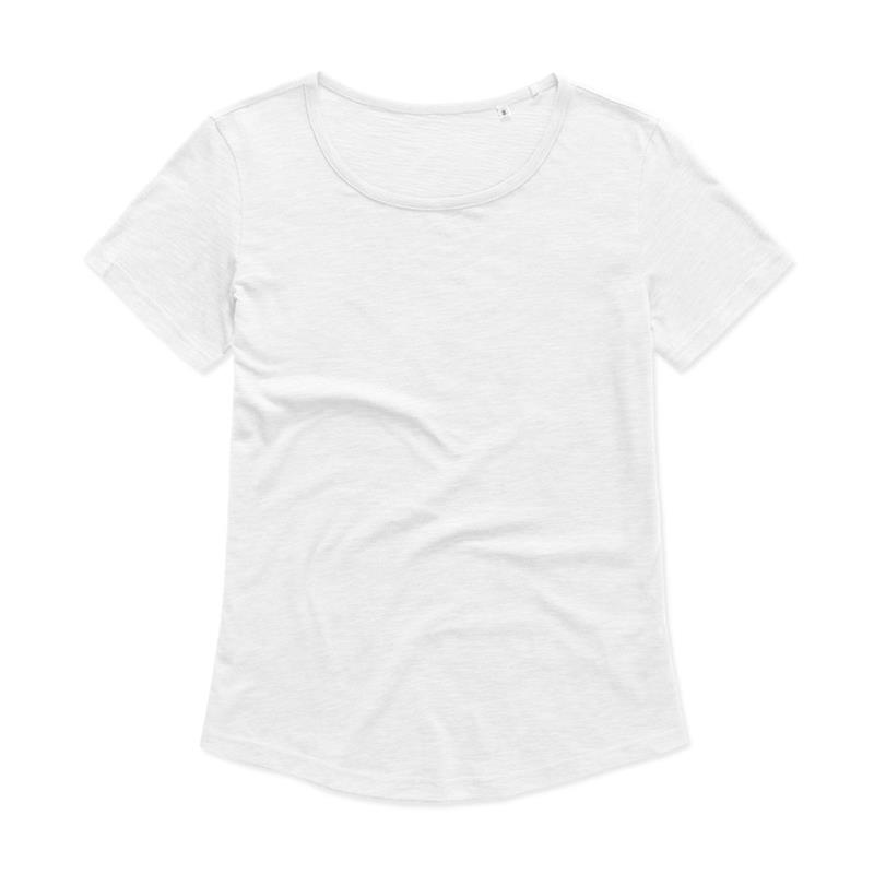 t-shirt da donna in cotone filato bianco con girocollo