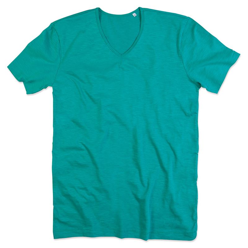 t-shirt da uomo in cotone verde con collo a v
