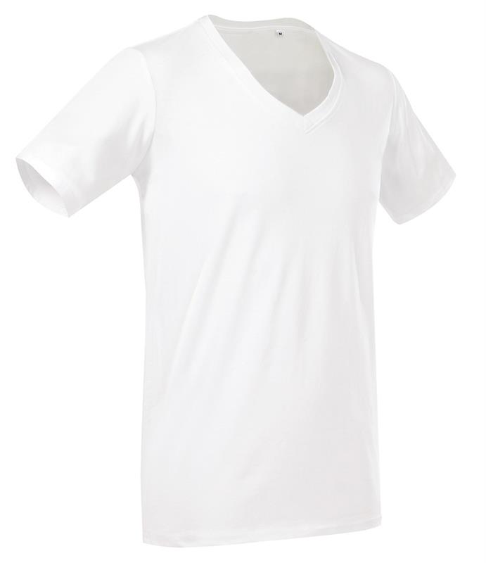 t-shirt da uomo con collo a v in cotton-elastan