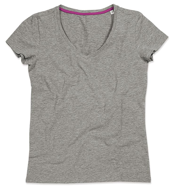 t-shirt da donna con collo a v in cotton-elastan