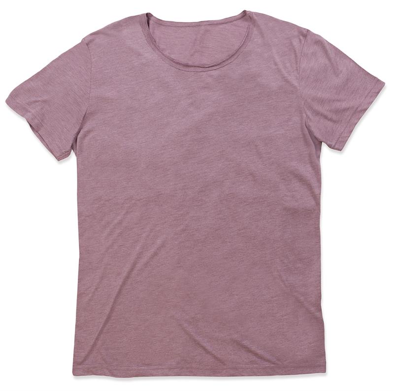 t-shirt oversize da uomo in tessuto melange rosa con girocollo