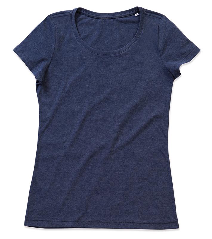 t-shirt da donna con girocollo in melange di cotone
